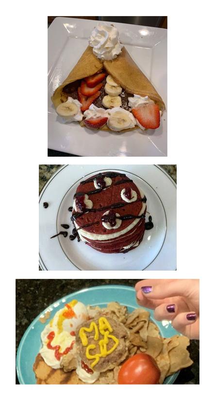 Winners of Mars Area High School French Club’s 2022 Crêpe Competition include (from top) fifth-grader Addison Jacoby for Best Dessert Crêpe; sophomore Lillian Wolf for Best Crêpe Resembling the Planet Mars; and junior Emma Hannan for Best Savory Crêpe.